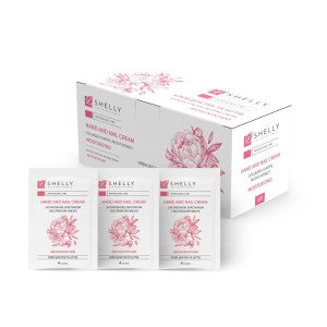 SHELLY Krém na ruky a nechty s kolagénom, elastínom a výťažkom z pivonky, 4 ml x 100 ks.